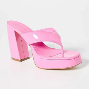 Gia Borghini Women's Gia 17 Pink Patent Platform Sandals Size 37.5 IT MSRP $475